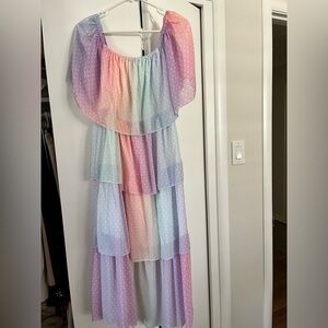 Pastel rainbow midi dress